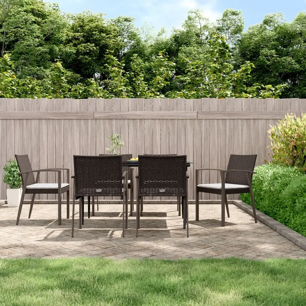 Garden Chairs Set 6 Piece Brown Outdoor Seating with Cushions PE Rattan