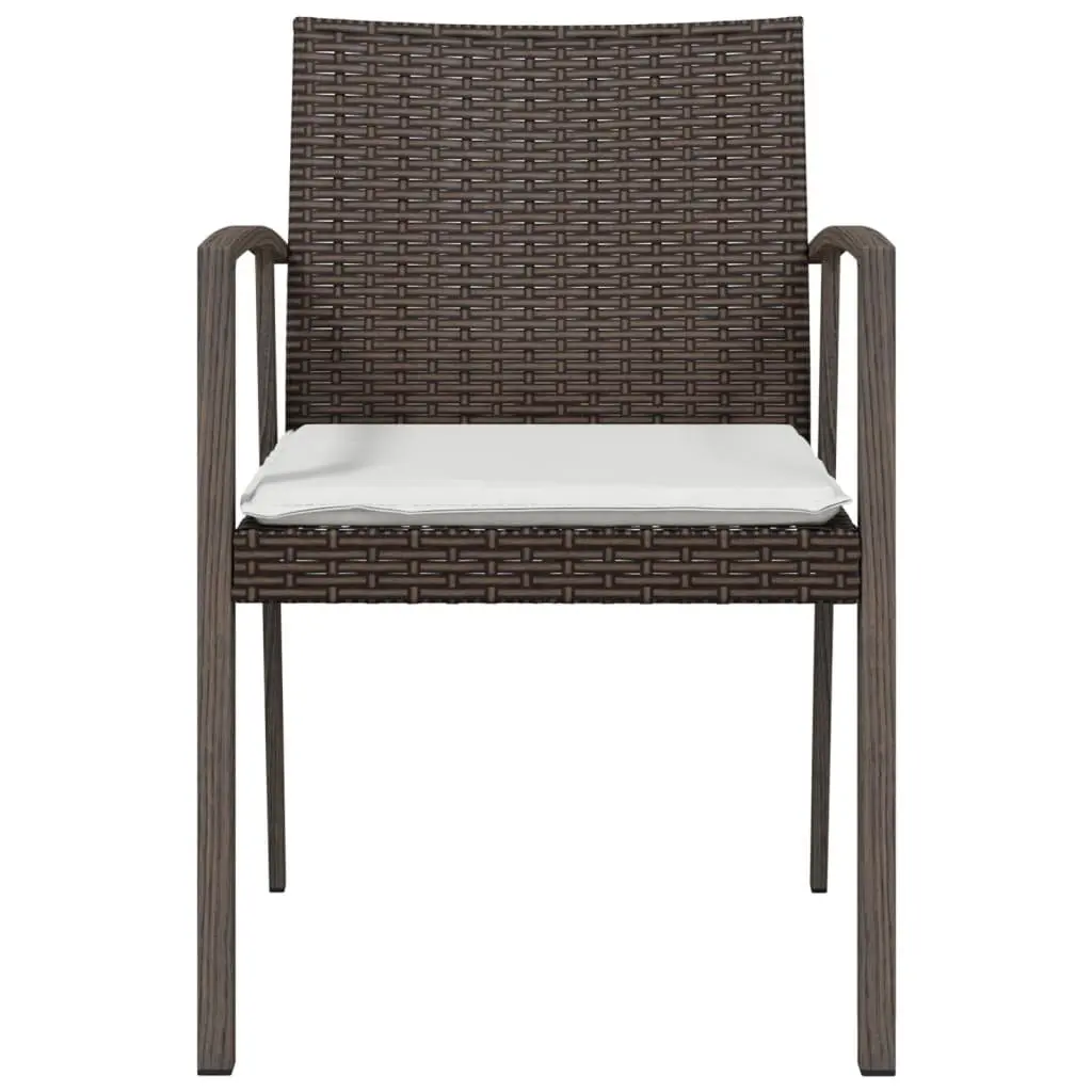 Garden Chairs Set 6 Piece Brown Outdoor Seating with Cushions PE Rattan