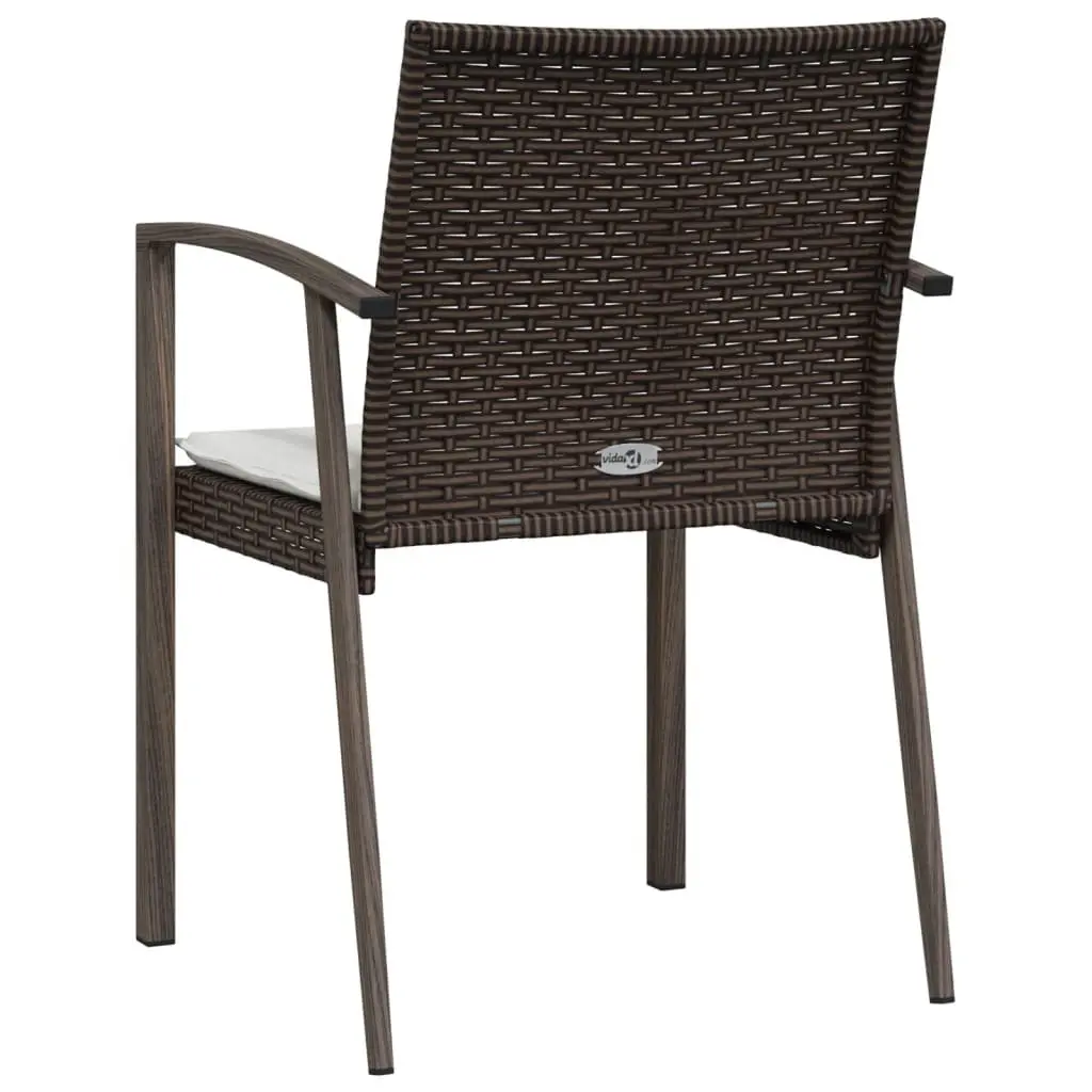 Garden Chairs Set 6 Piece Brown Outdoor Seating with Cushions PE Rattan