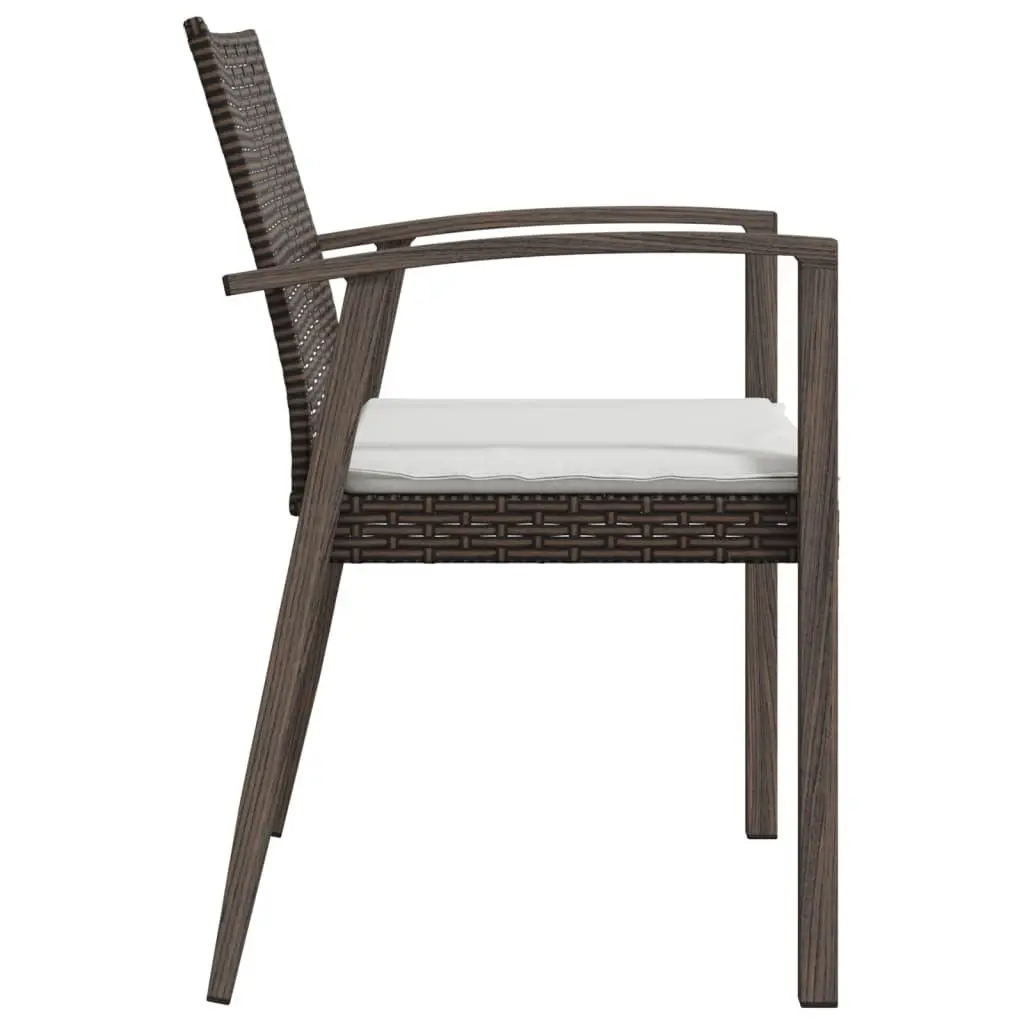 Garden Chairs Set 6 Piece Brown Outdoor Seating with Cushions PE Rattan