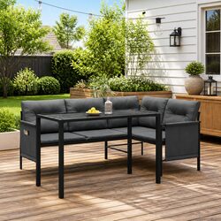 Garden Dining Set 2 Piece Outdoor Furniture Steel Frame Anthracite Seating