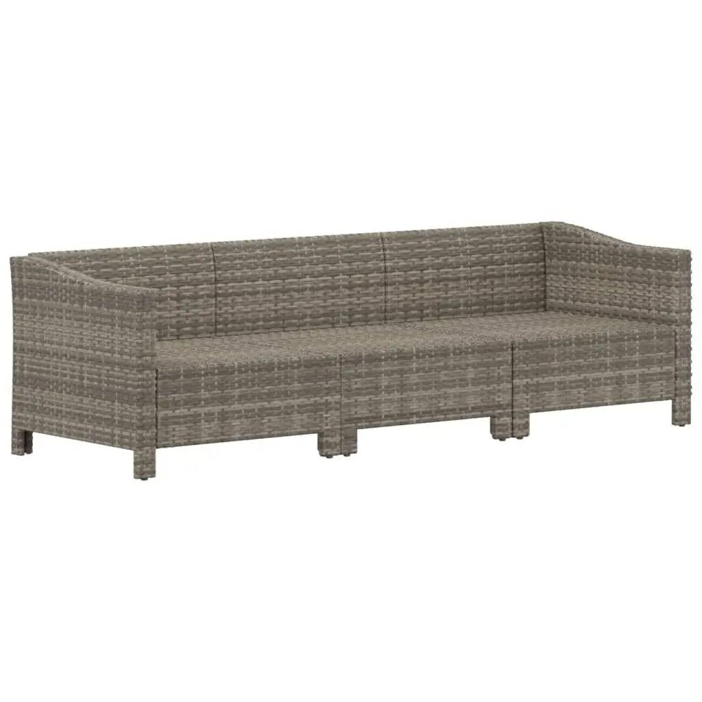 3 Piece Outdoor Garden Lounge Set Grey Poly Rattan with Cushions Patio Furniture