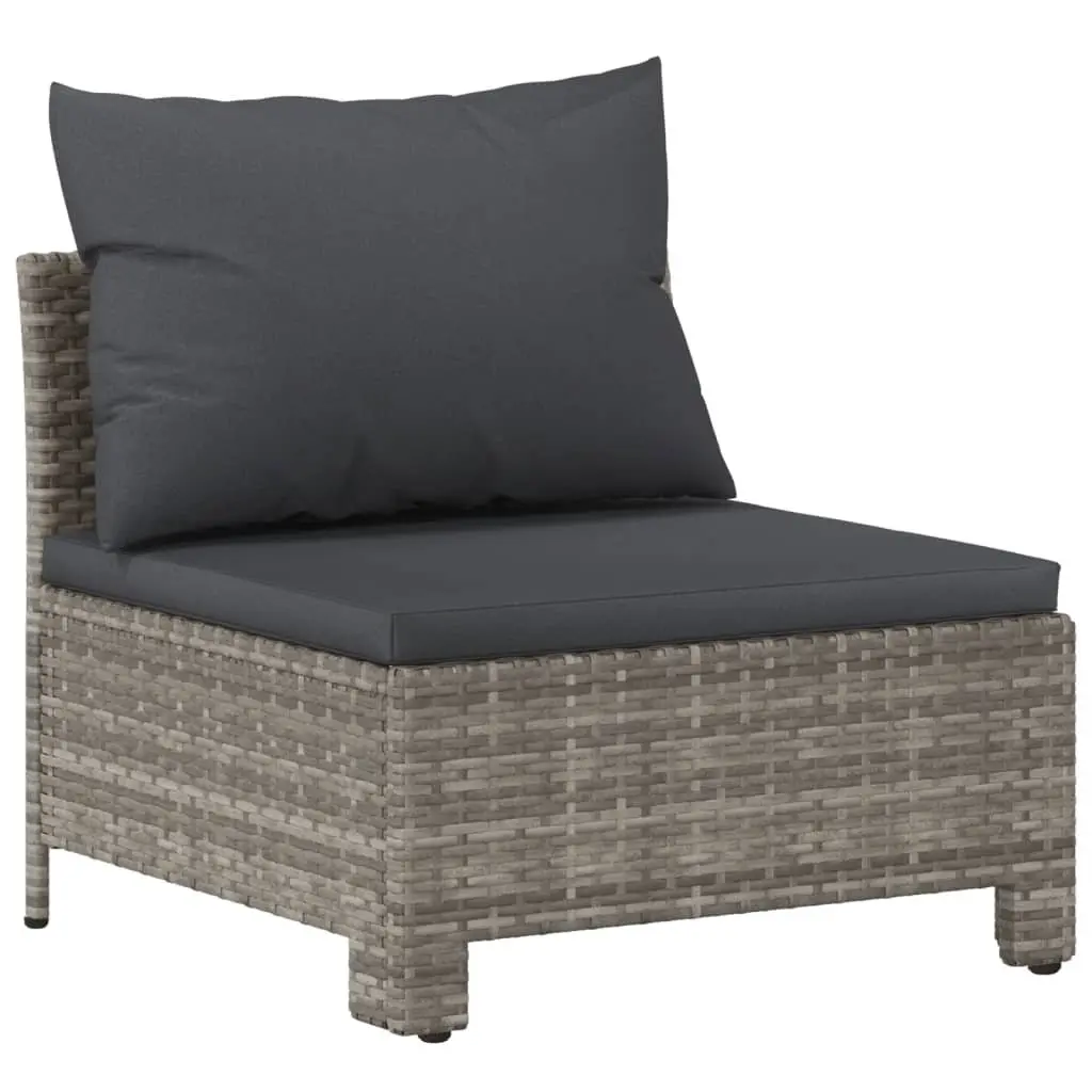 3 Piece Outdoor Garden Lounge Set Grey Poly Rattan with Cushions Patio Furniture