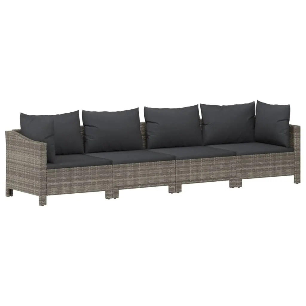 5 Piece Garden Lounge Set Outdoor Furniture Grey Poly Rattan Cushions Seating