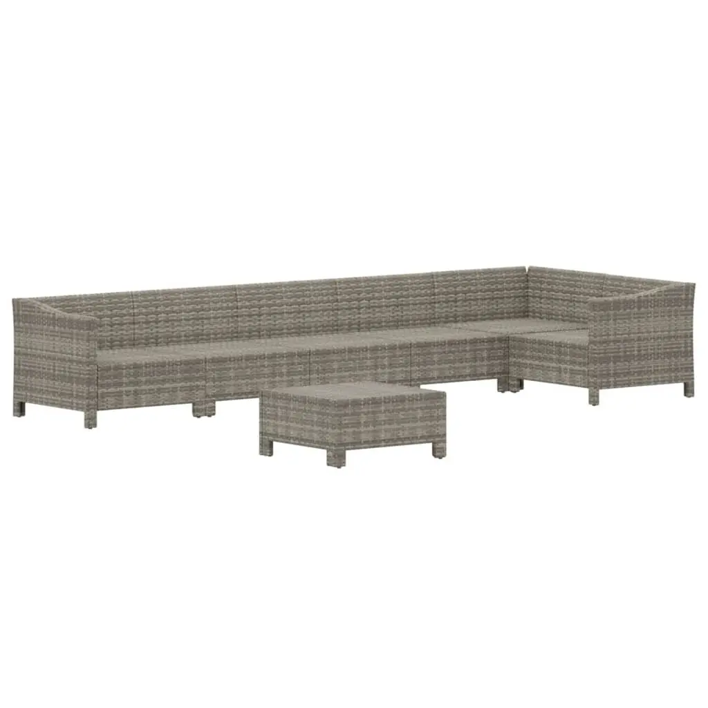 7 Piece Garden Lounge Set Outdoor Furniture Grey Poly Rattan with Cushions