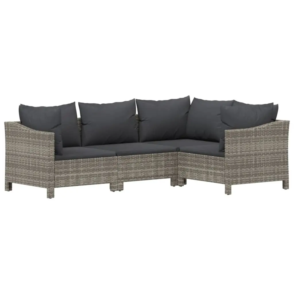 7 Piece Garden Lounge Set Outdoor Furniture Grey Poly Rattan with Cushions