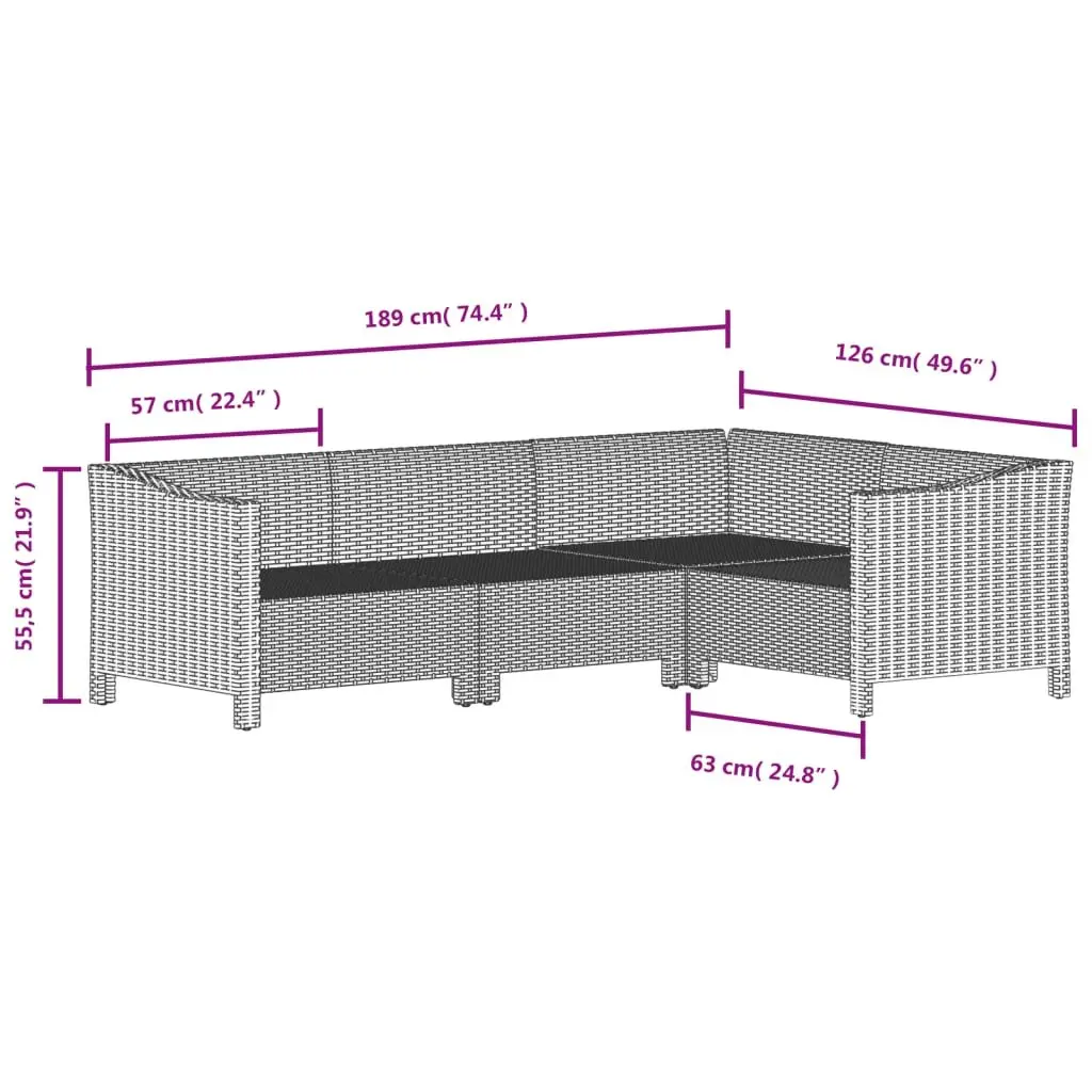 7 Piece Garden Lounge Set Outdoor Furniture Grey Poly Rattan with Cushions