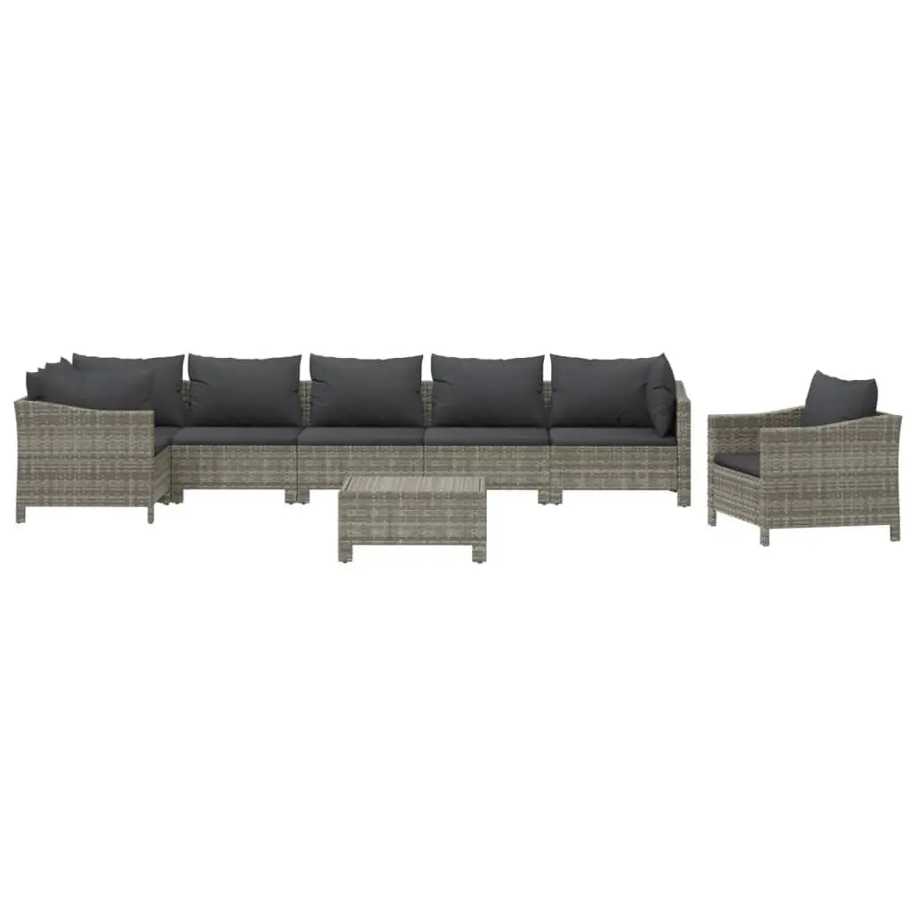Garden Lounge Set 8 Piece Outdoor Furniture Grey Poly Rattan Modular Cushions