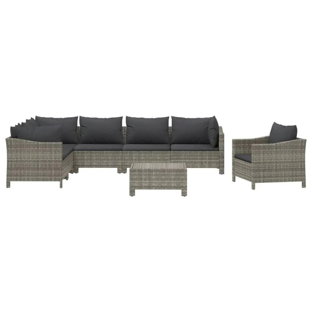 Garden Lounge Set 8 Piece Modular Outdoor Furniture Grey PE Rattan Sofa with Cushions