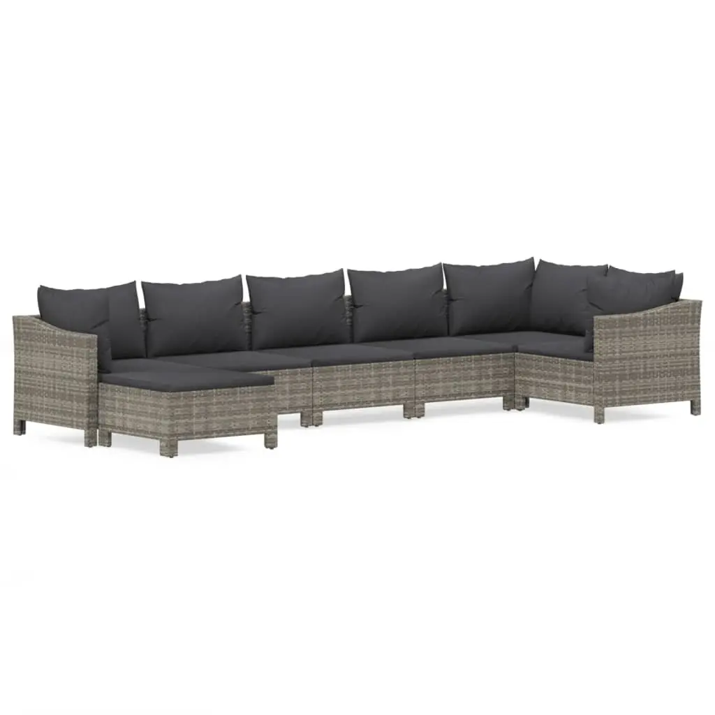 7 Piece Garden Lounge Set Outdoor Patio Furniture Grey Cushions Sectional Sofa
