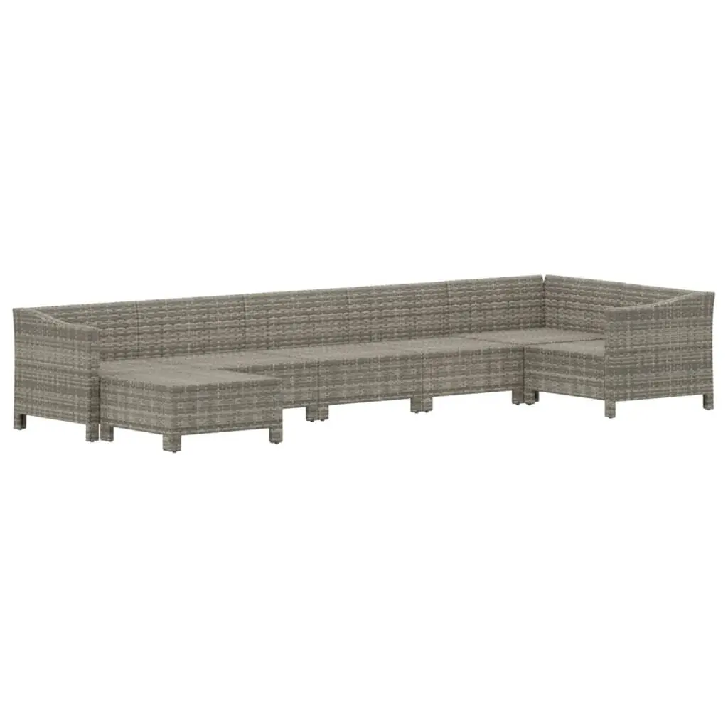 7 Piece Garden Lounge Set Outdoor Patio Furniture Grey Cushions Sectional Sofa