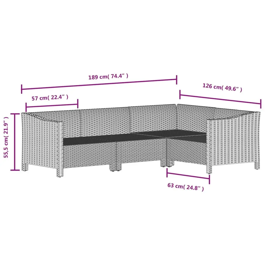 7 Piece Garden Lounge Set Outdoor Patio Furniture Grey Cushions Sectional Sofa
