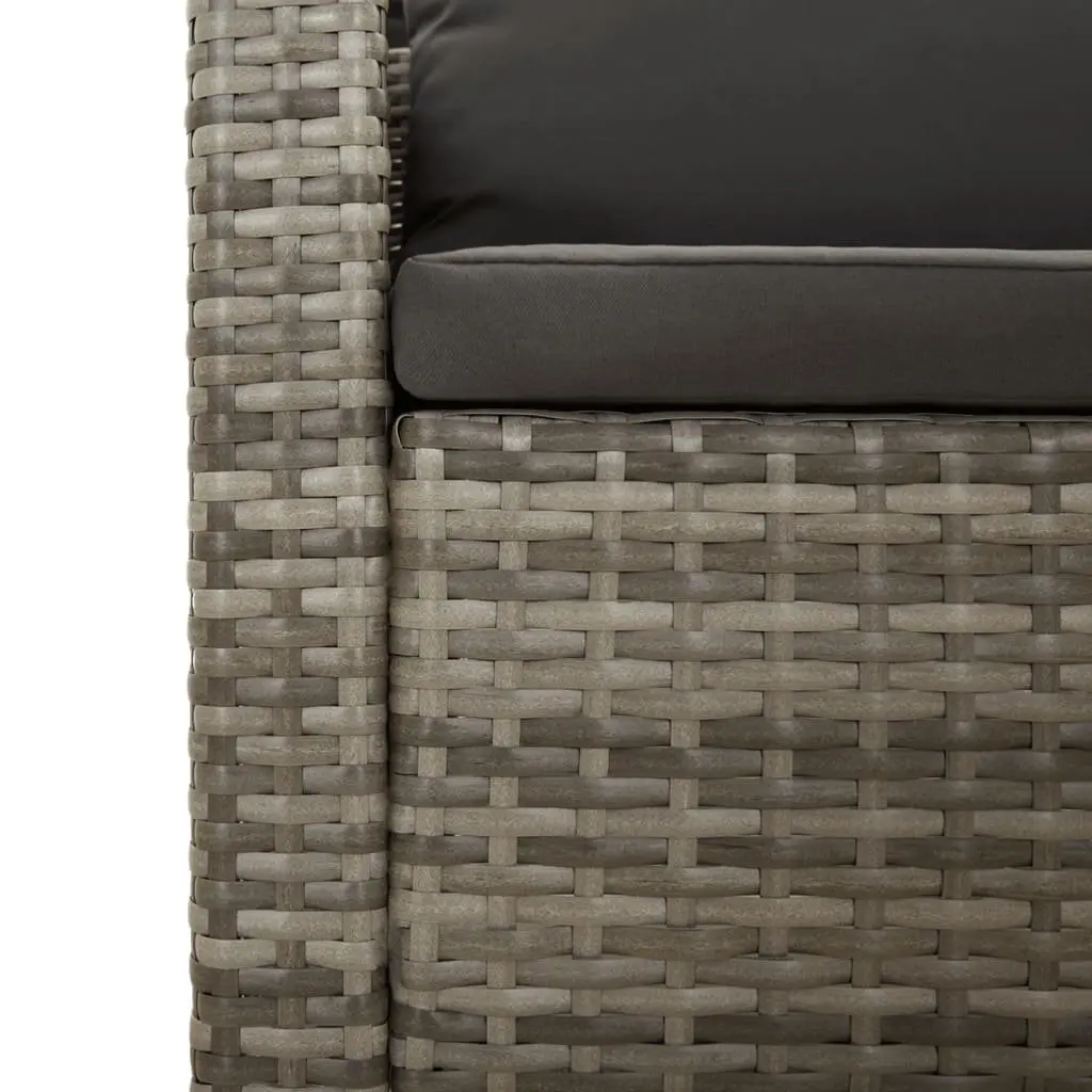 7 Piece Garden Lounge Set Outdoor Furniture with Cushions Grey Poly Rattan