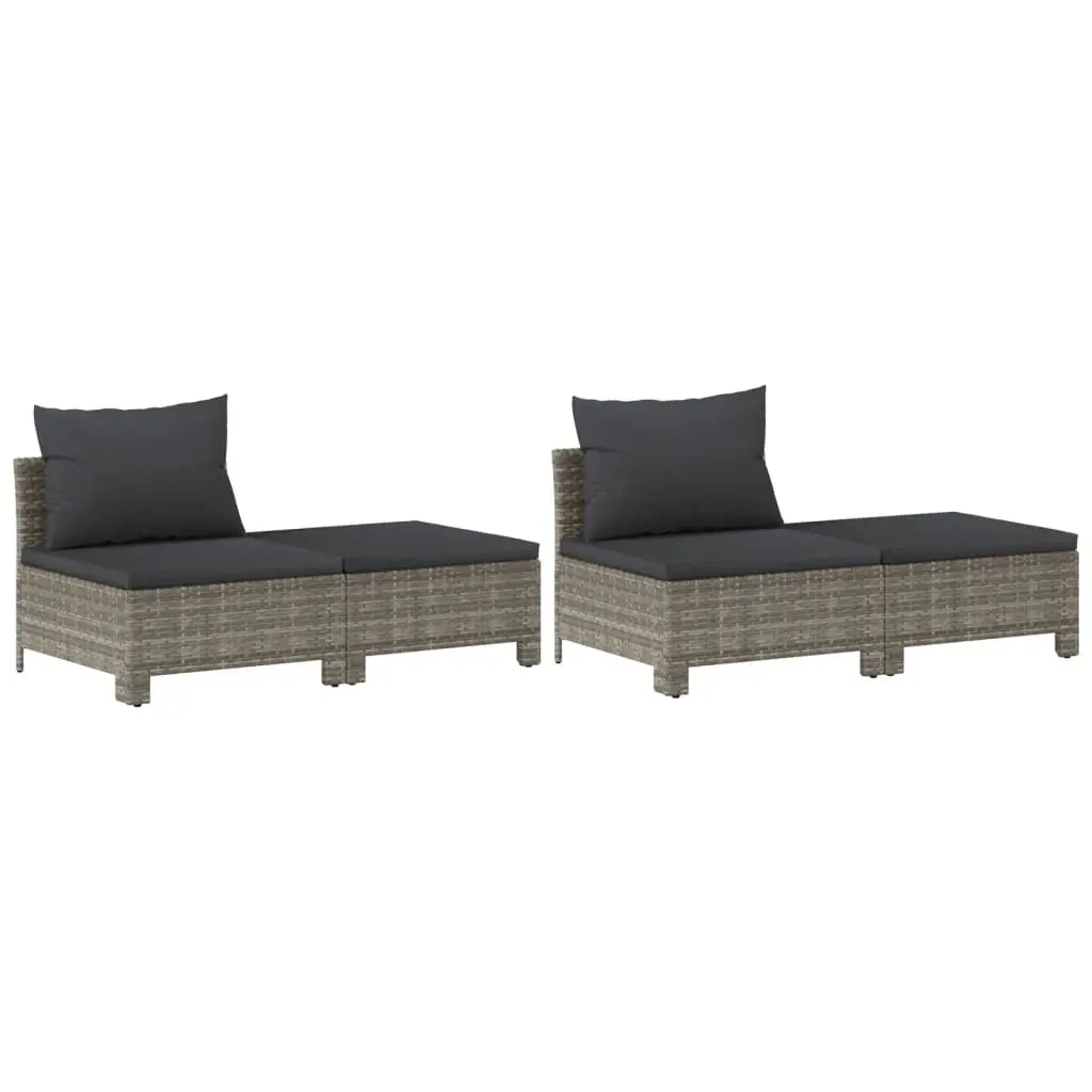Garden Lounge Set 8 Piece Modular Outdoor Furniture Grey Poly Rattan with Cushions