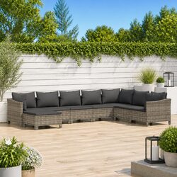 Garden Lounge Set 8 Piece Outdoor Furniture Patio Seating Grey with Cushions