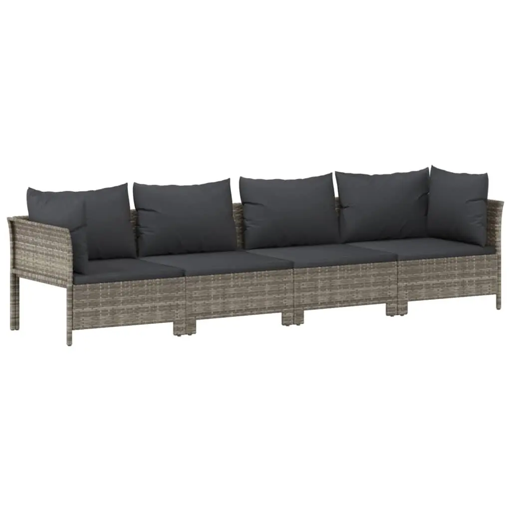 7 Piece Garden Lounge Set Outdoor Furniture Grey Poly Rattan with Cushions