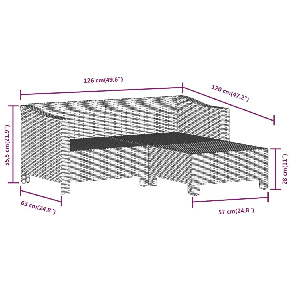 7 Piece Garden Lounge Set Outdoor Furniture Grey Poly Rattan with Cushions
