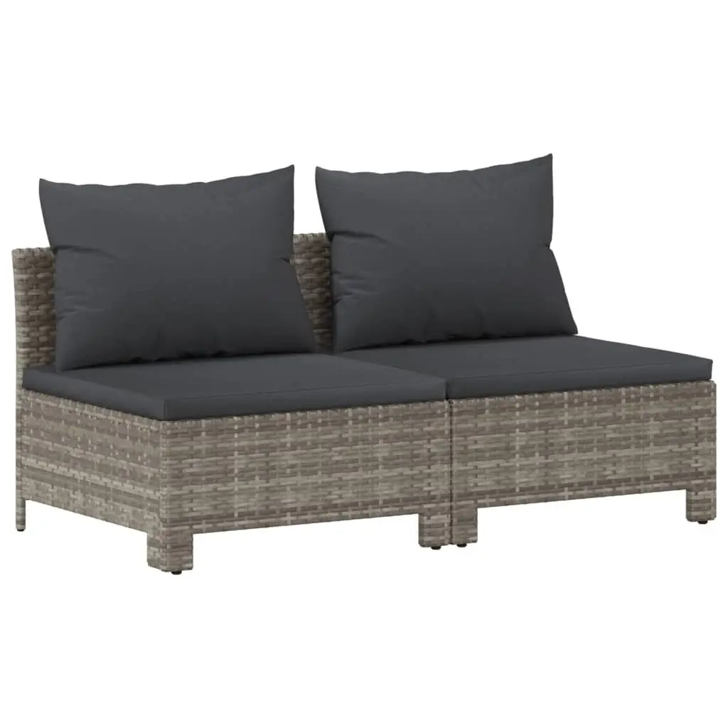Garden Lounge Set 10 Piece Outdoor Furniture Grey Poly Rattan with Cushions