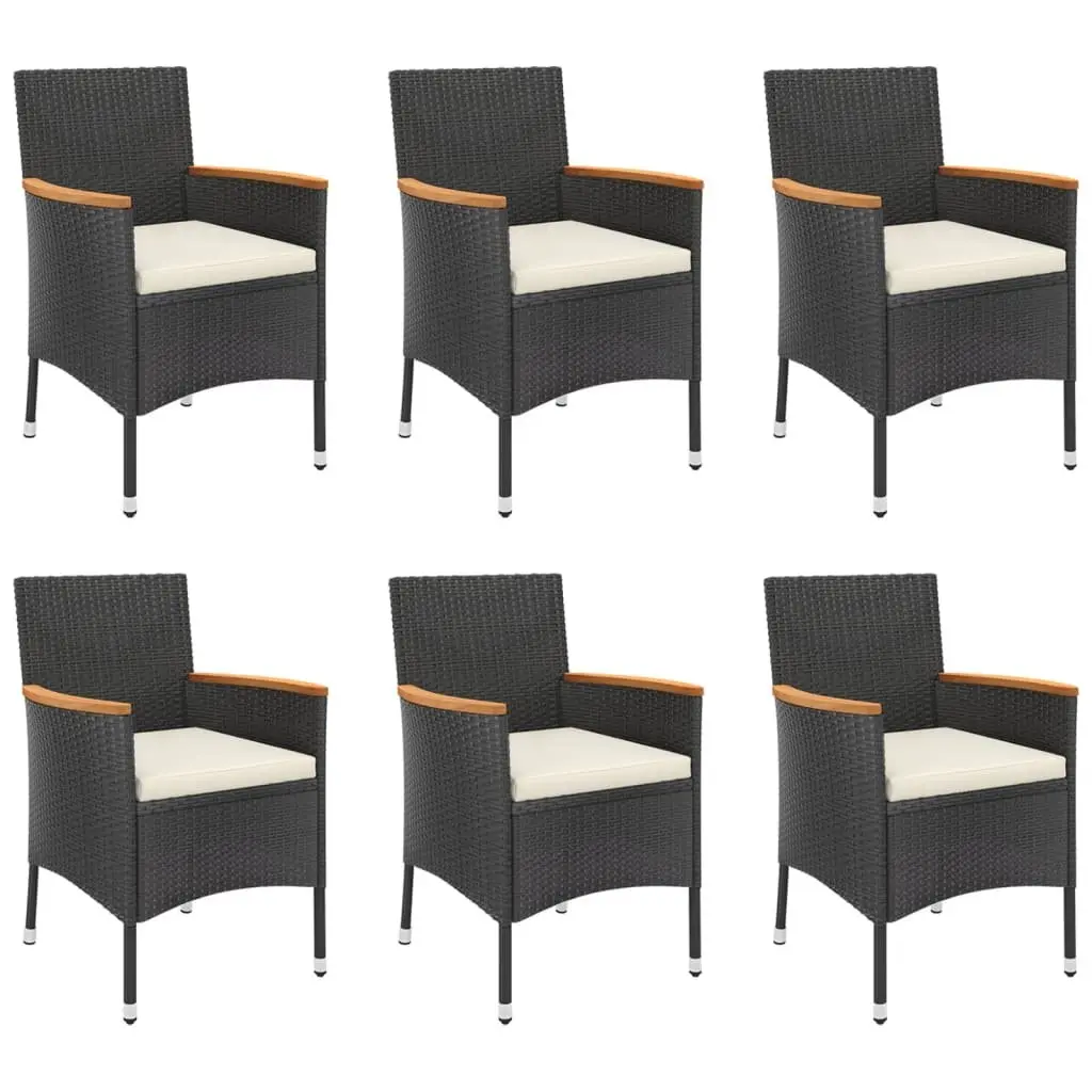 7 Piece Outdoor Dining Set Garden Patio Table Chairs with Cushions Black