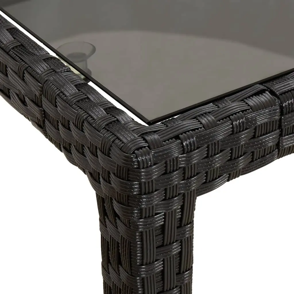 7 Piece Outdoor Dining Set Black Poly Rattan Garden Furniture with Cushions