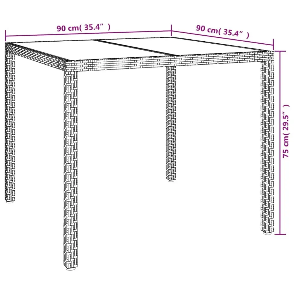 3 Piece Outdoor Dining Set Grey Poly Rattan Garden Furniture with Cushions