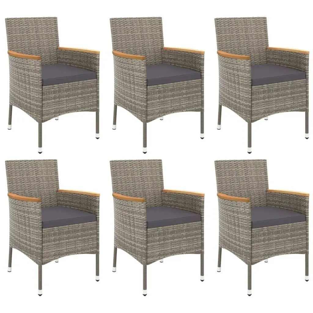 7 Piece Garden Dining Set Outdoor Furniture Grey Poly Rattan Chairs Table