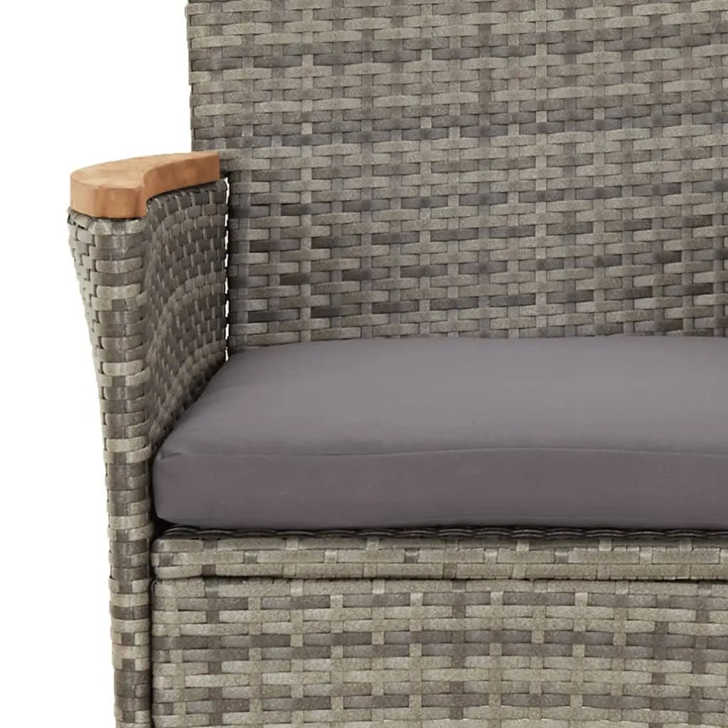 7 Piece Garden Dining Set Outdoor Furniture Grey Poly Rattan Chairs Table