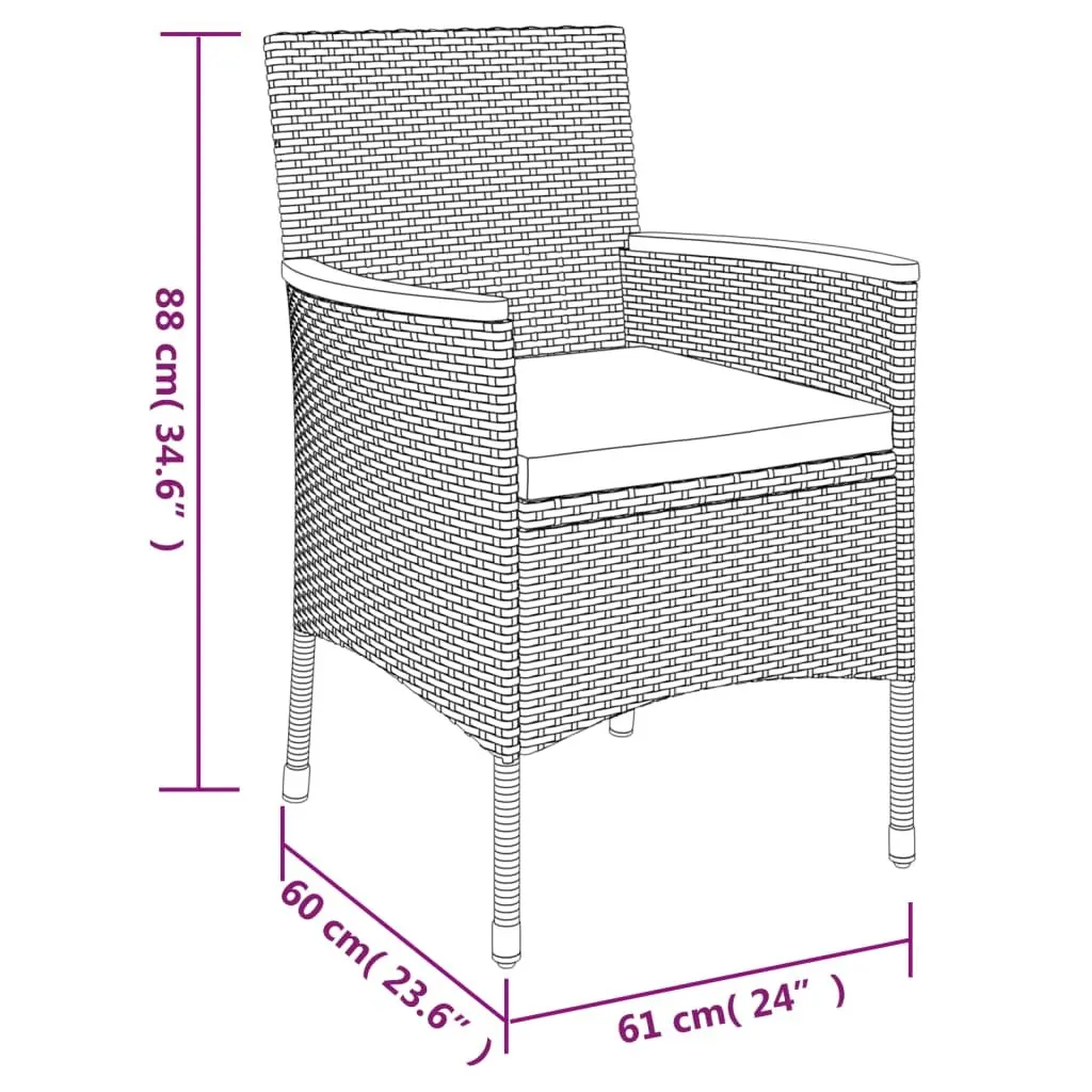 7 Piece Garden Dining Set Outdoor Furniture Grey Poly Rattan Chairs Table