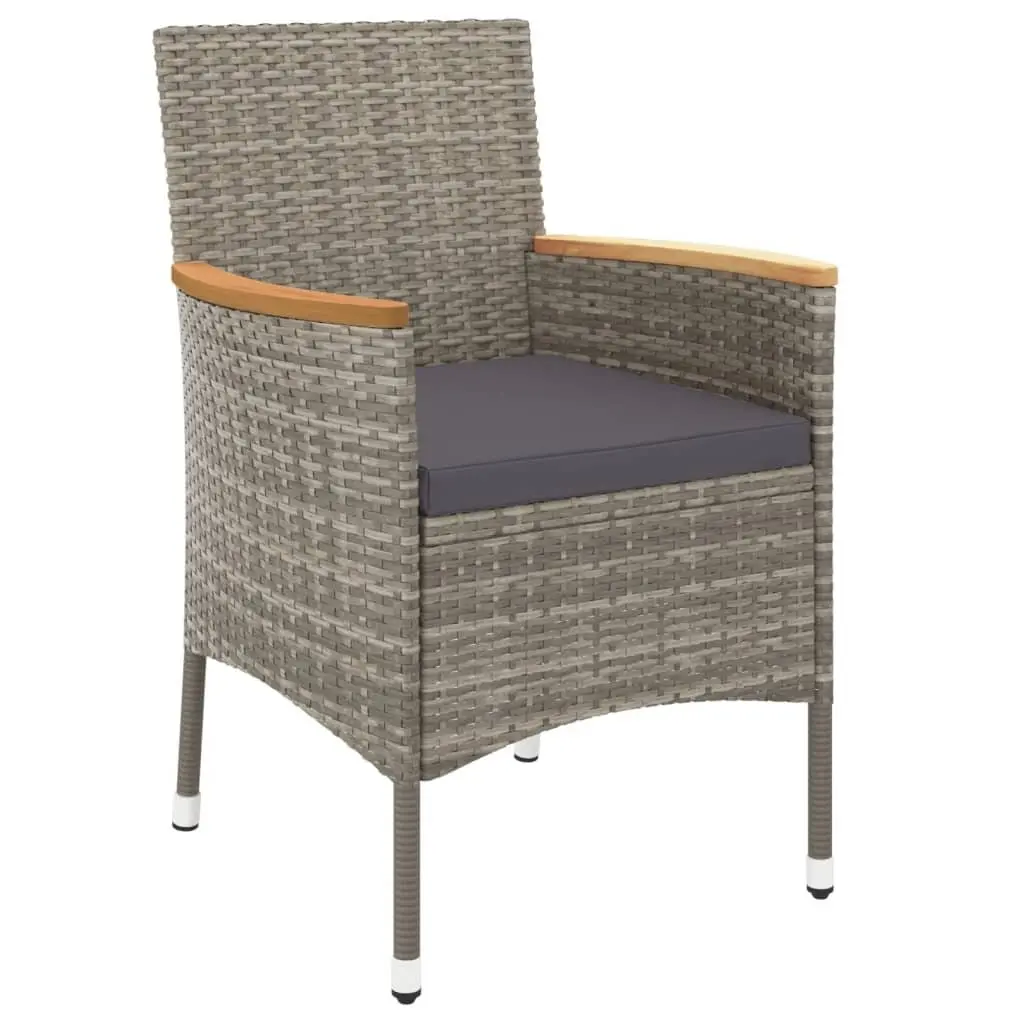 Outdoor Dining Set 11 Piece Grey Poly Rattan Garden Furniture with Cushions