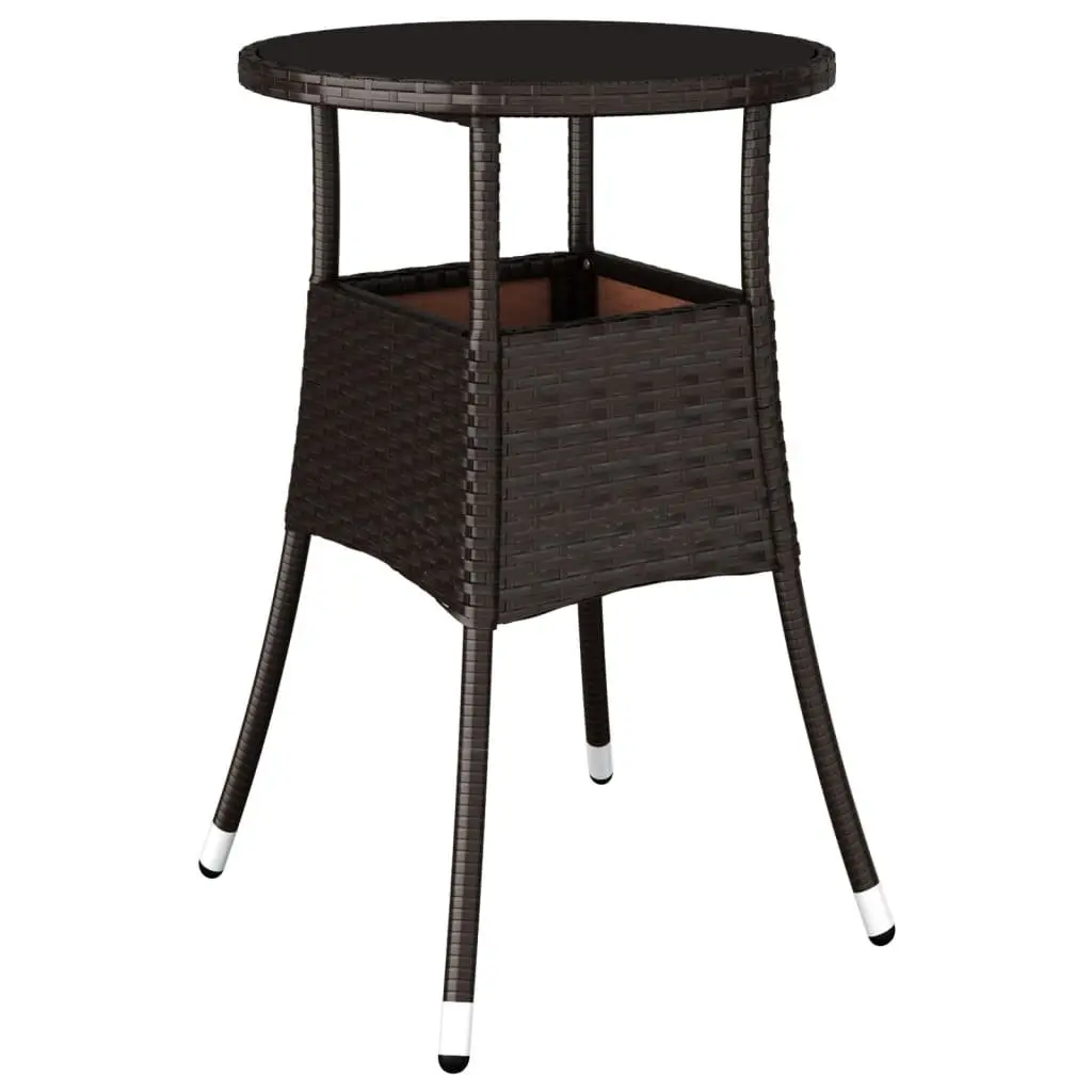 3 Piece Garden Bistro Set Brown Outdoor Furniture Chairs Table with Cushions