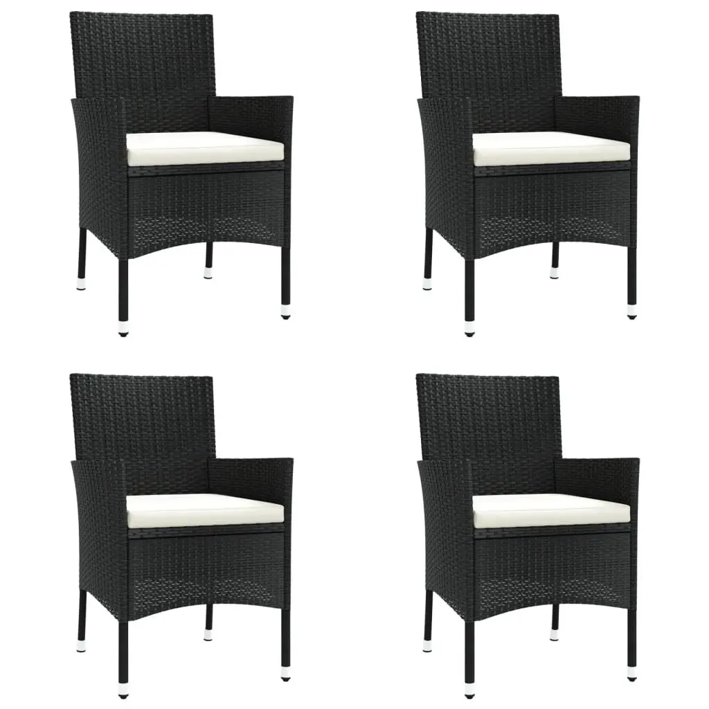 5 Piece Garden Bistro Set Black PE Rattan Outdoor Furniture with Cushions
