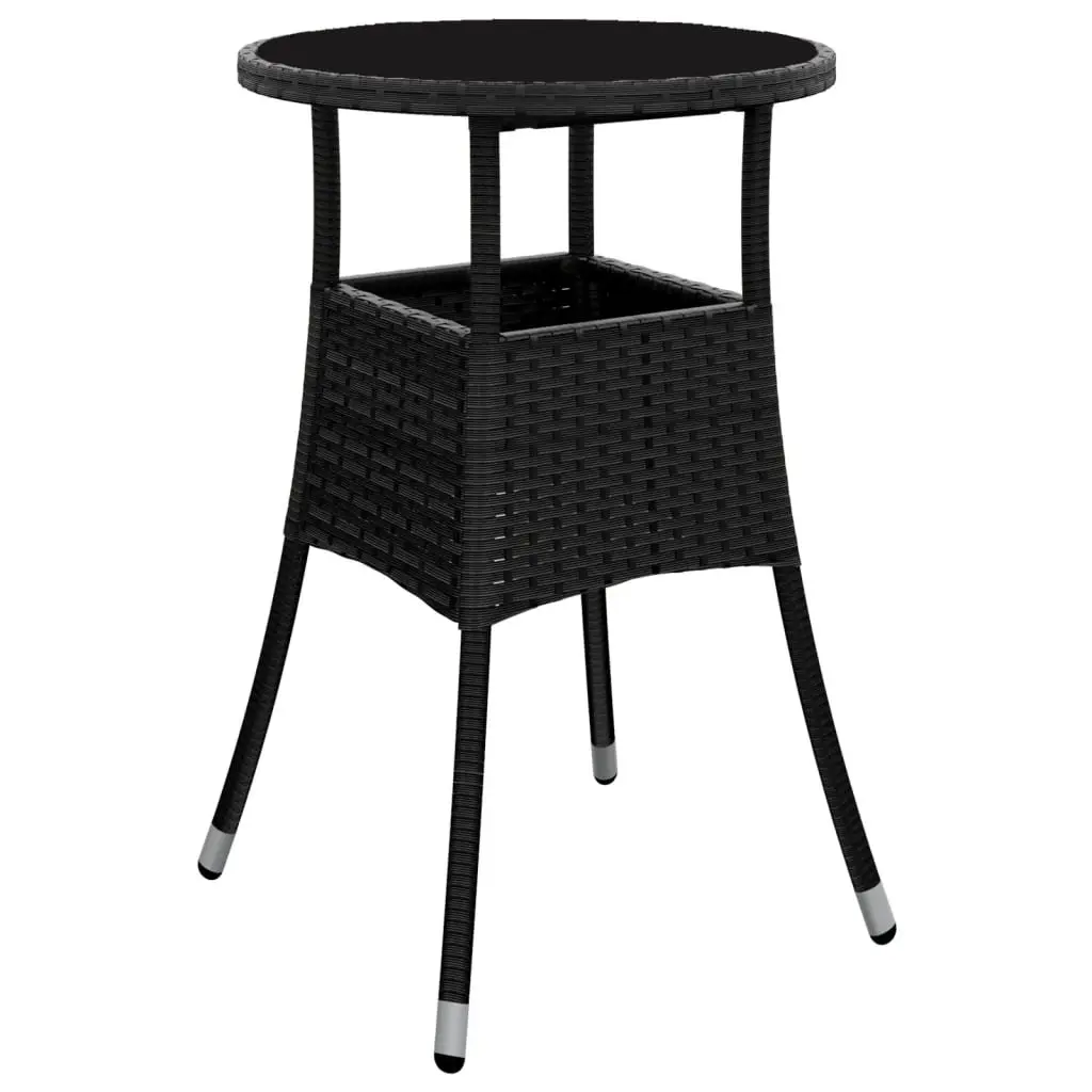 5 Piece Garden Bistro Set Black PE Rattan Outdoor Furniture with Cushions
