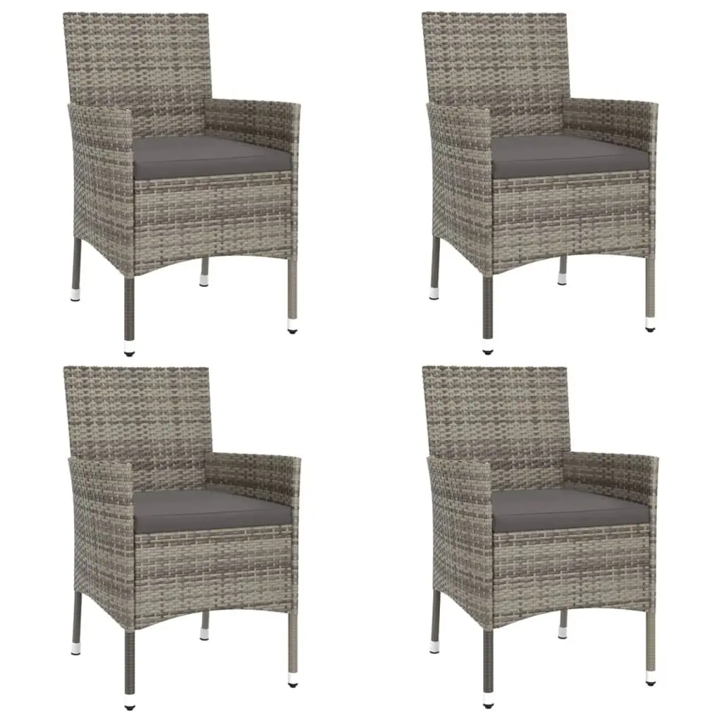Garden Bistro Set 5 Piece Outdoor Furniture Grey Poly Rattan Cushions Chairs