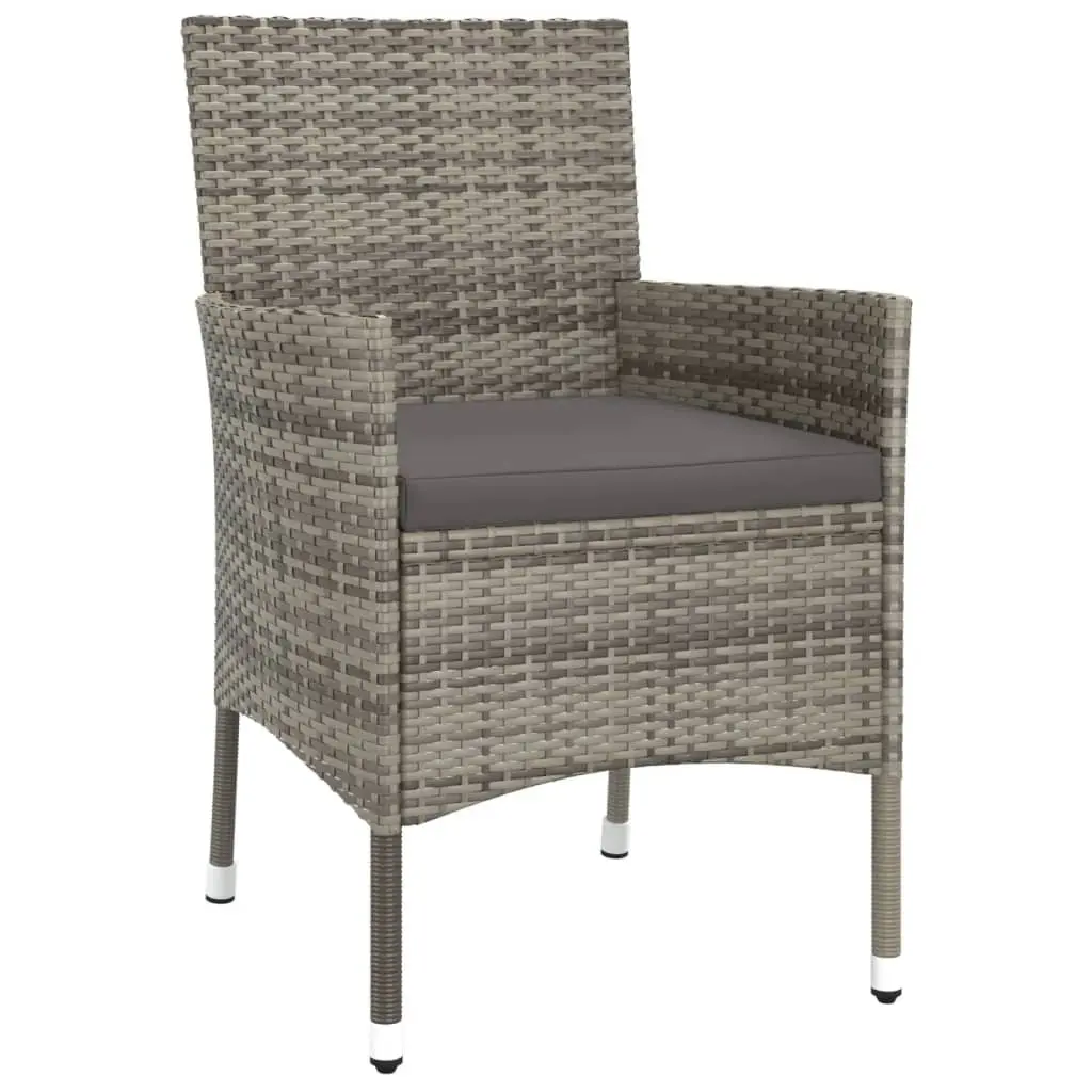 Garden Bistro Set 5 Piece Outdoor Furniture Grey Poly Rattan Cushions Chairs