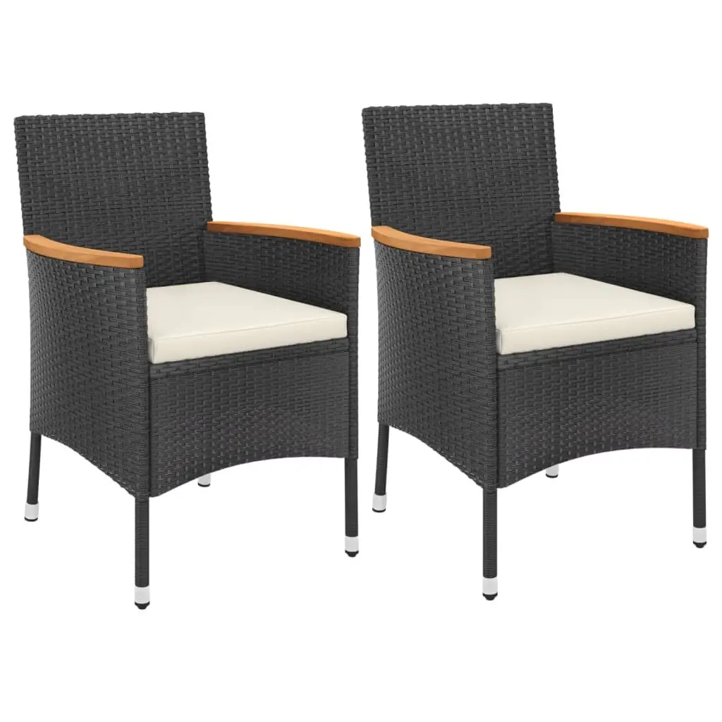 3 Piece Garden Bistro Set Outdoor Furniture with Cushions Black Poly Rattan