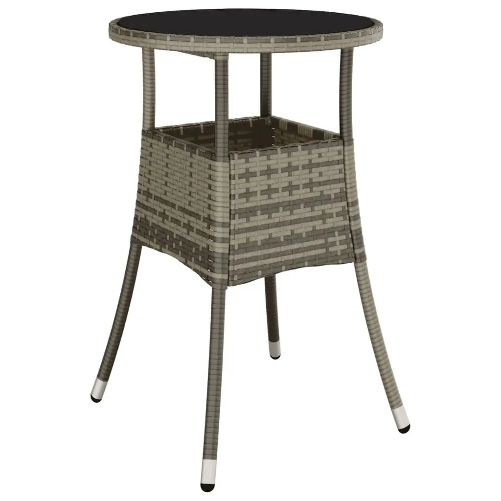 5 Piece Garden Bistro Set with Cushions Grey Outdoor Furniture Poly Rattan