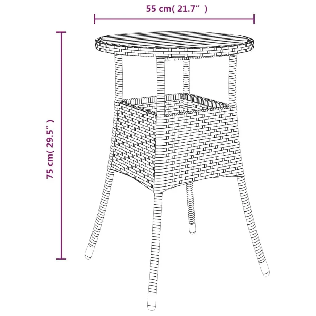 Garden Bistro Set 3 Piece Outdoor Furniture Black Poly Rattan with Cushions