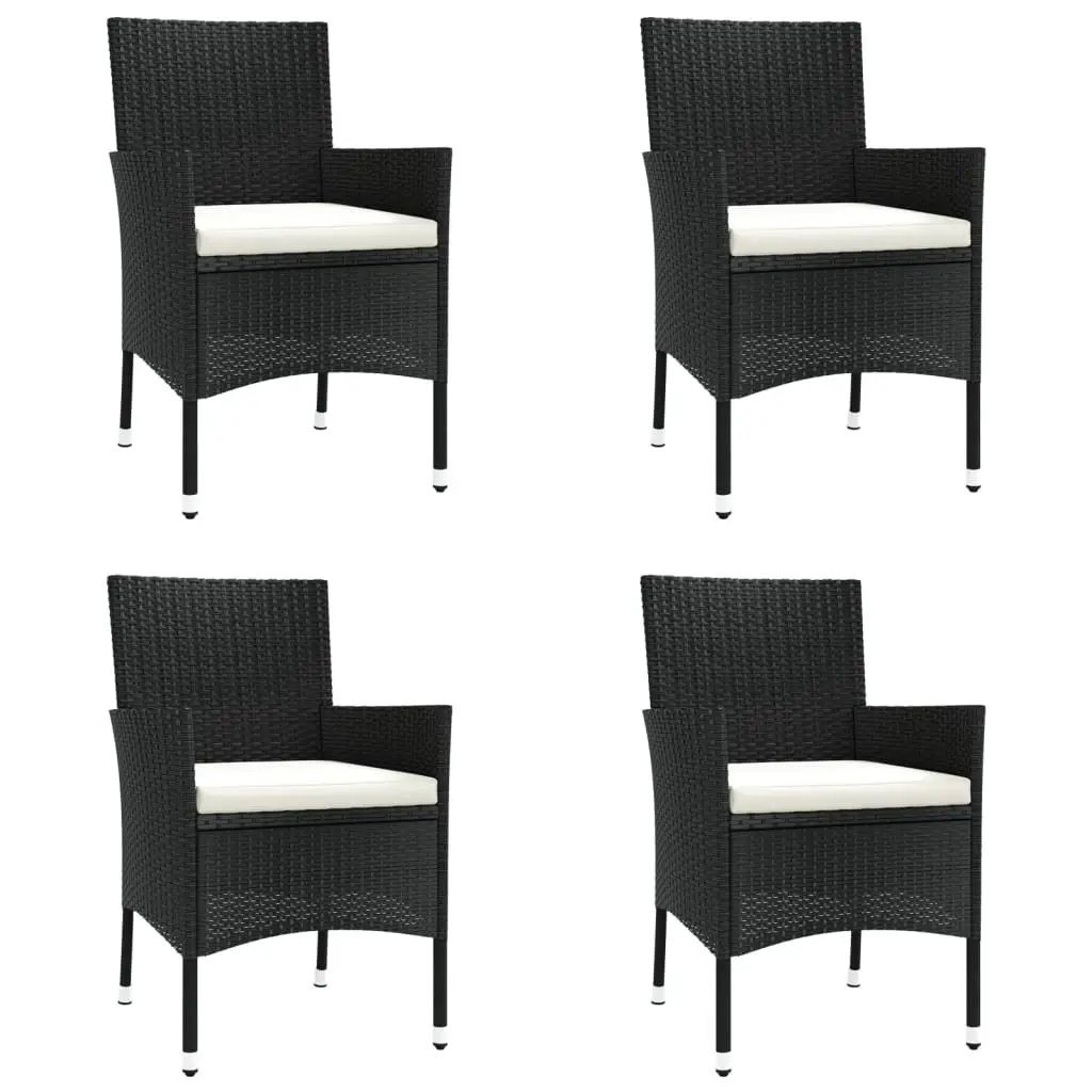 5 Piece Garden Bistro Set Black Poly Rattan Outdoor Furniture with Cushions