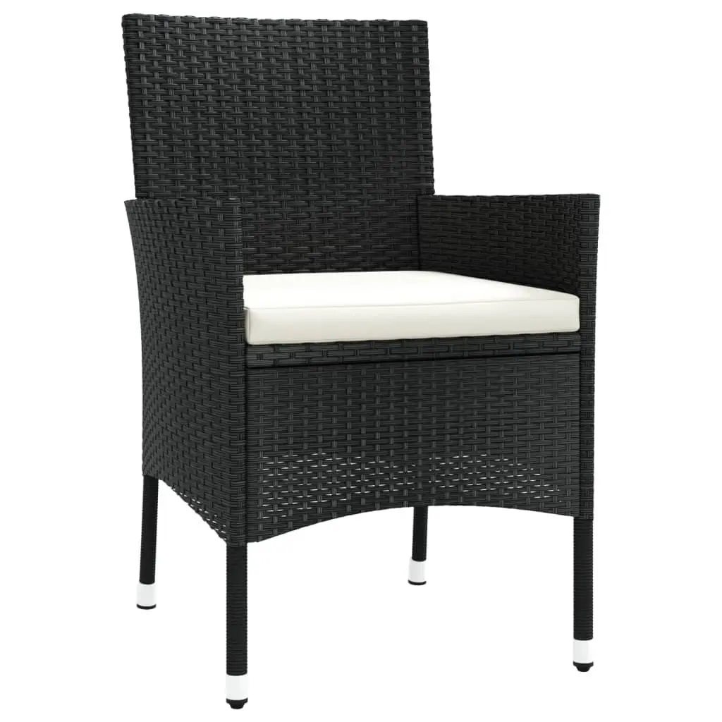 5 Piece Garden Bistro Set Black Poly Rattan Outdoor Furniture with Cushions