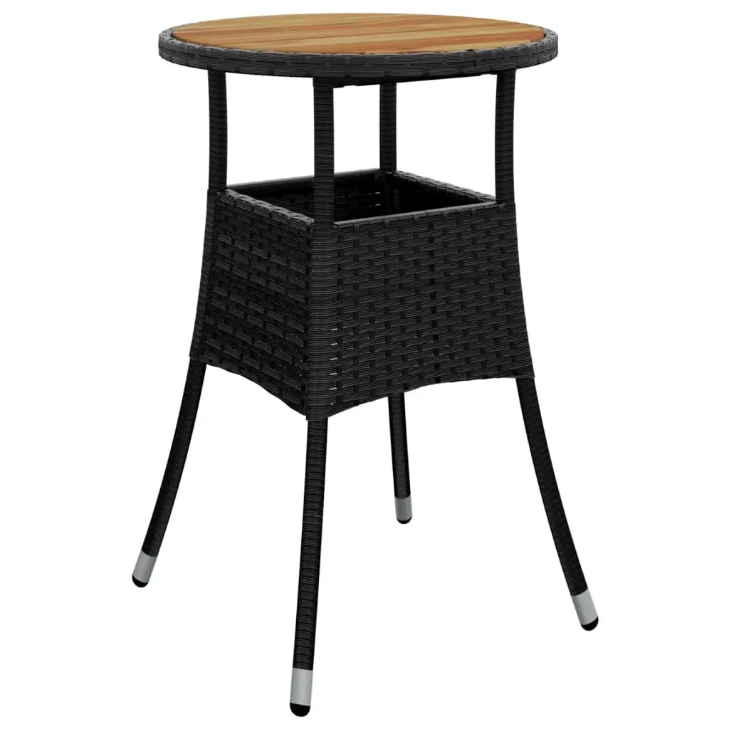 5 Piece Garden Bistro Set Black Poly Rattan Outdoor Furniture with Cushions