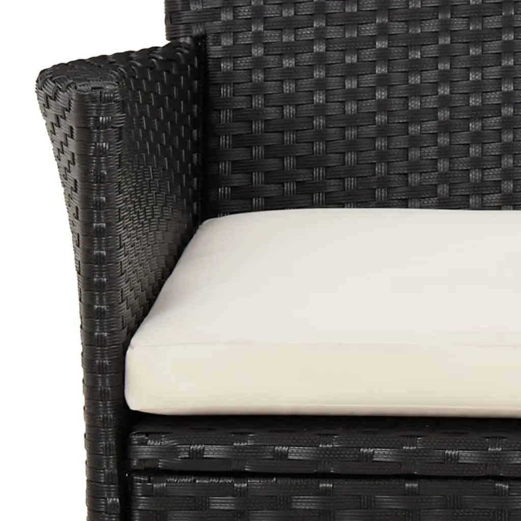5 Piece Garden Bistro Set Black Poly Rattan Outdoor Furniture with Cushions