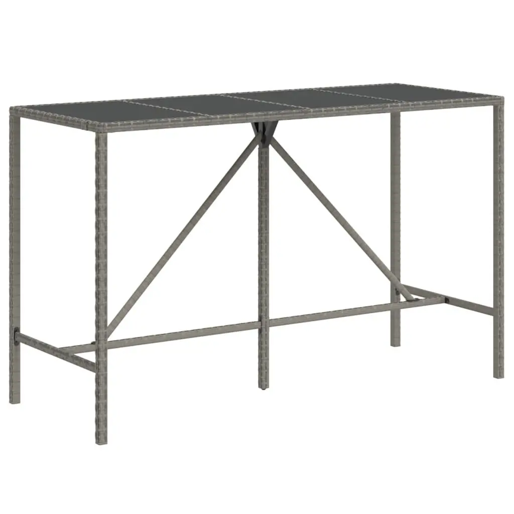 Outdoor Bar Set 9 Piece Grey Poly Rattan Garden Patio Furniture with Cushions