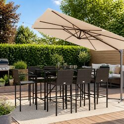 Garden Bar Set 9 Piece Black Poly Rattan Patio Furniture Outdoor Dining Table