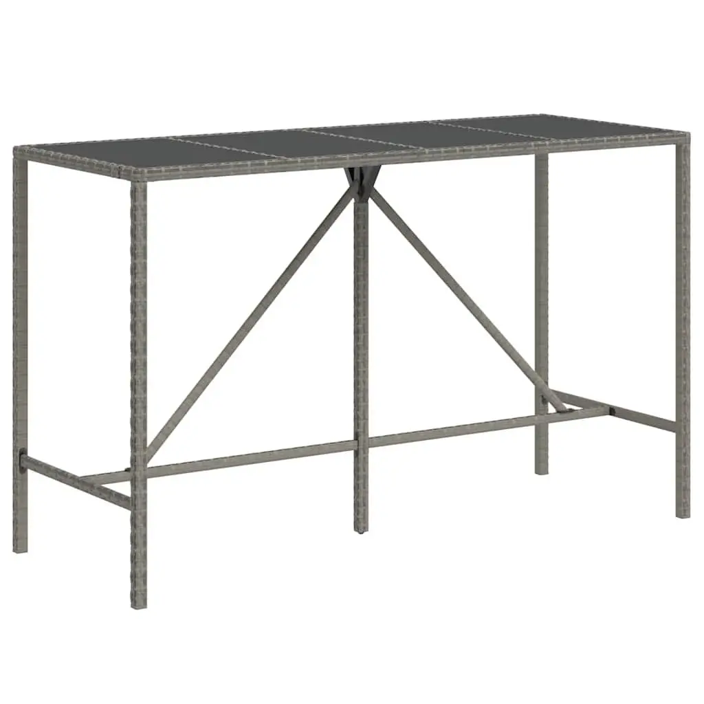 Garden Bar Set 9 Piece Grey Outdoor Furniture Patio Rattan Chair Table Set