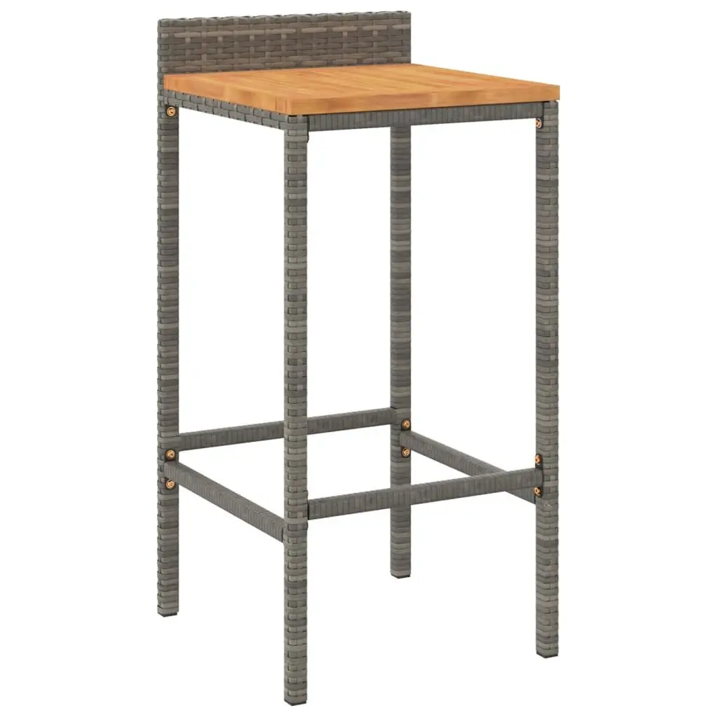 Garden Bar Set 5 Piece Outdoor Furniture Grey Poly Rattan Wood Patio Dining