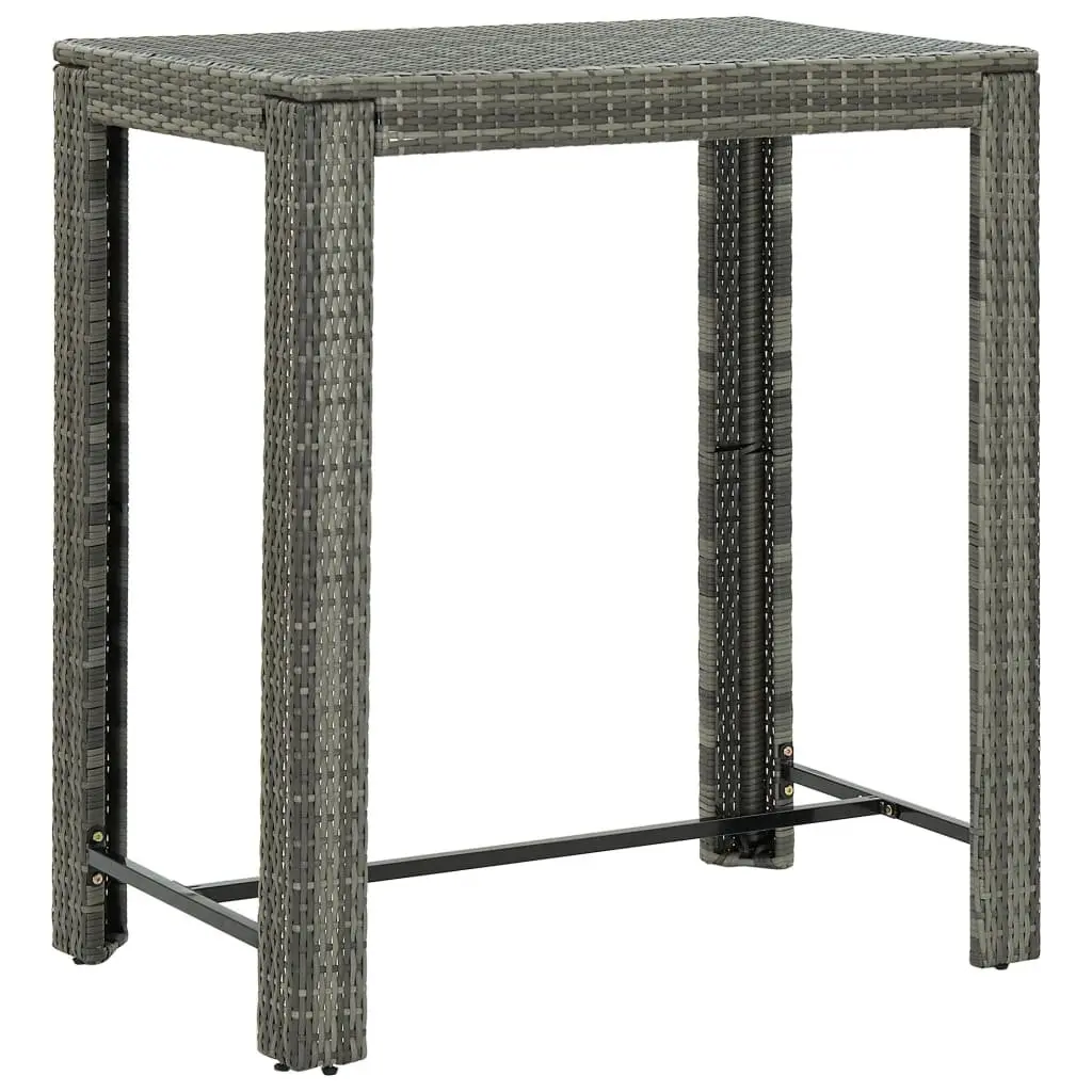 Garden Bar Set 5 Piece Outdoor Furniture Grey Poly Rattan Wood Patio Dining
