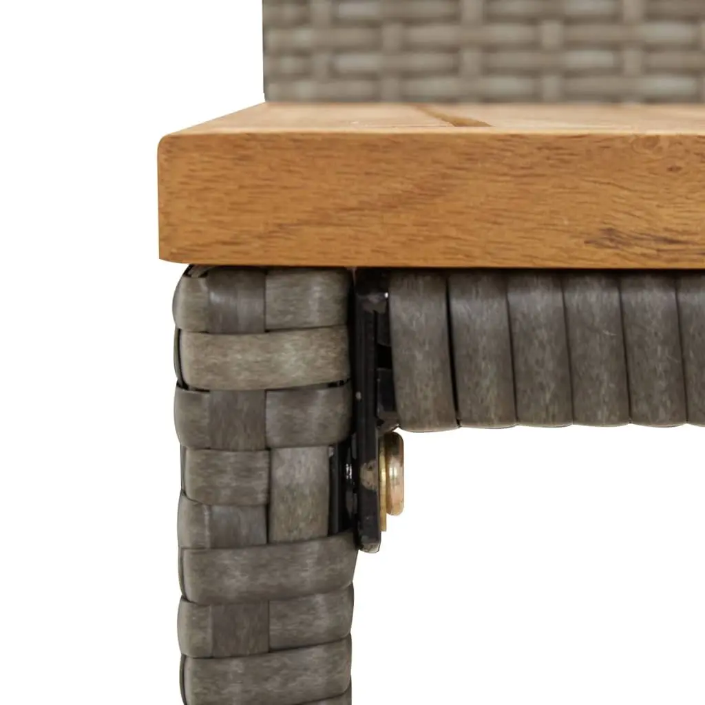 Garden Bar Set 5 Piece Outdoor Furniture Grey Poly Rattan Wood Patio Dining
