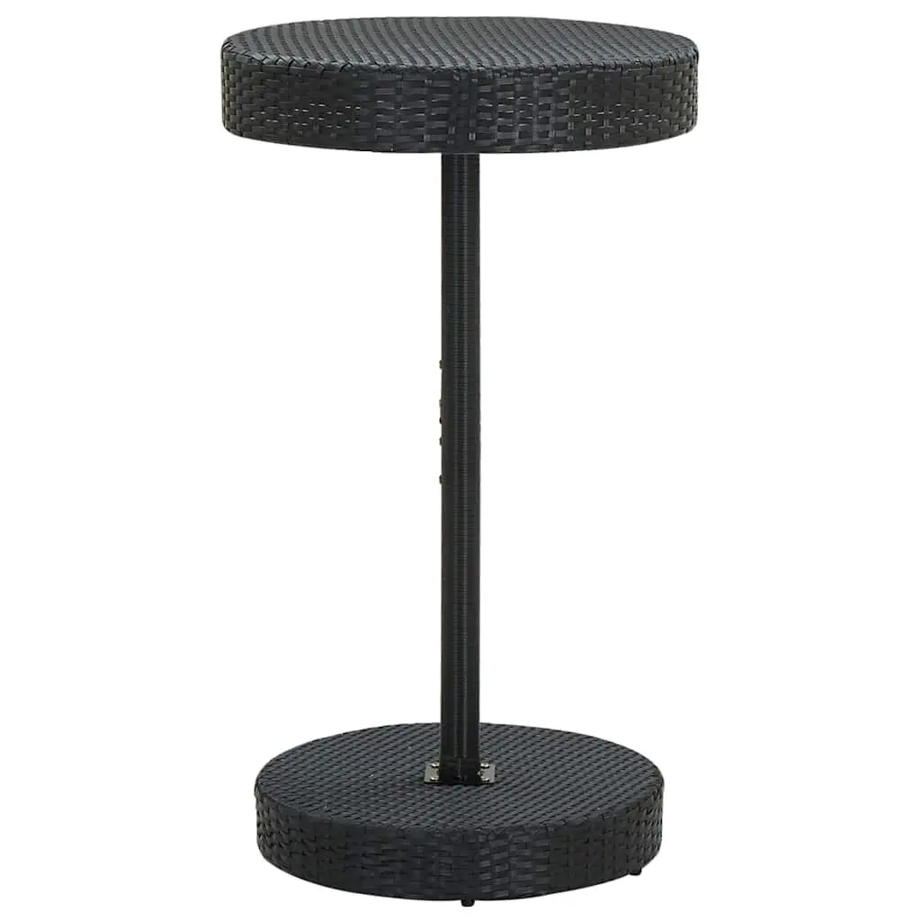Garden Bar Set 3 Piece Outdoor Patio Furniture Black Poly Rattan Stool Table