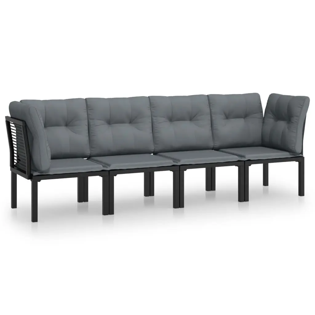 4 Piece Outdoor Garden Lounge Set Weather Resistant Poly Rattan Black Grey