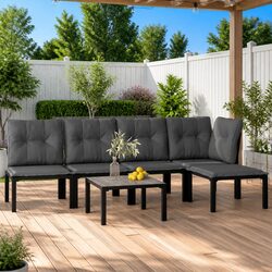 6 Piece Garden Lounge Set Outdoor Furniture Patio Sofa Coffee Table Footstool